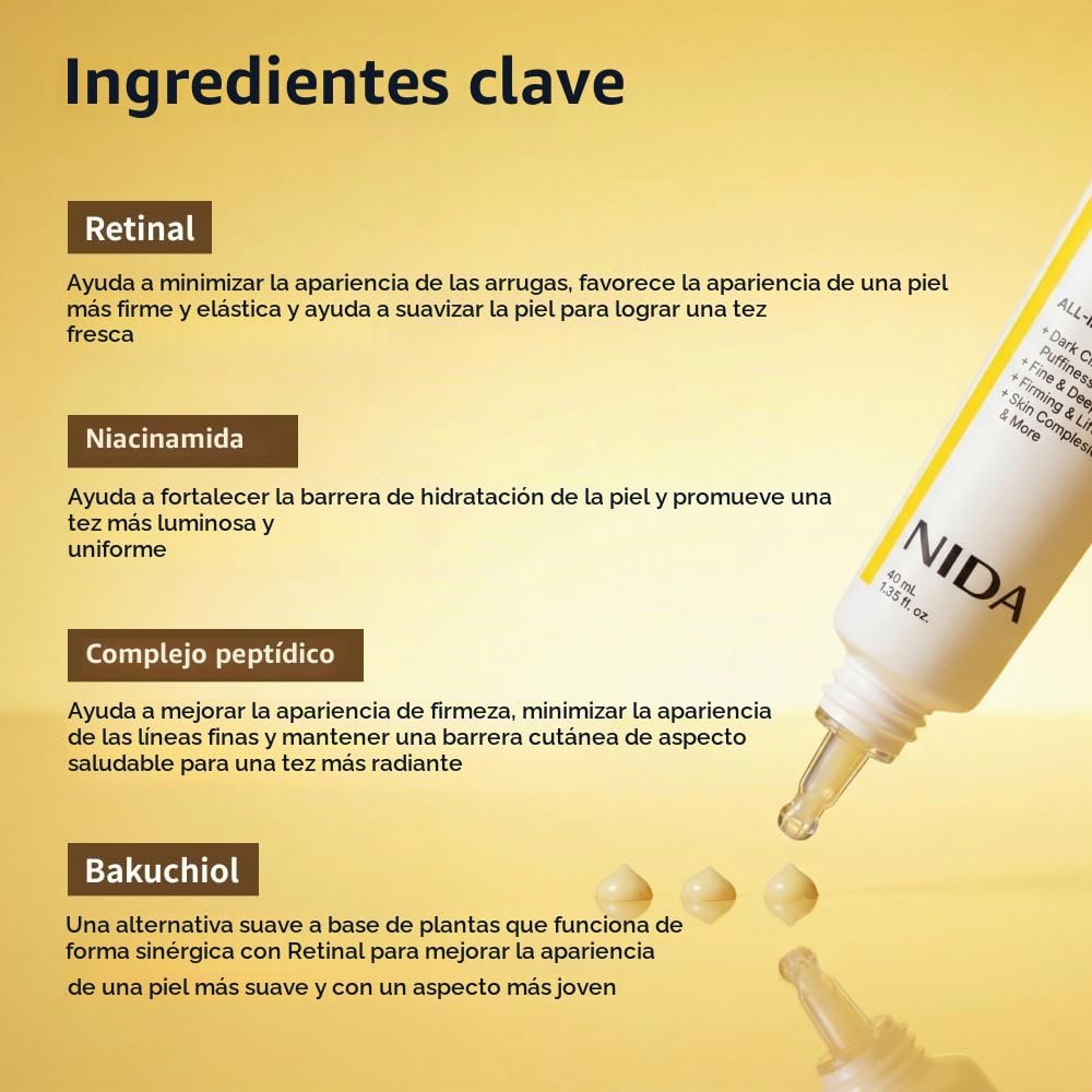 NIDA - Contorno de Ojos y Cuello Retinal y Péptidos Antiedad - Revive Eye Cream for Face and Neck 40ml