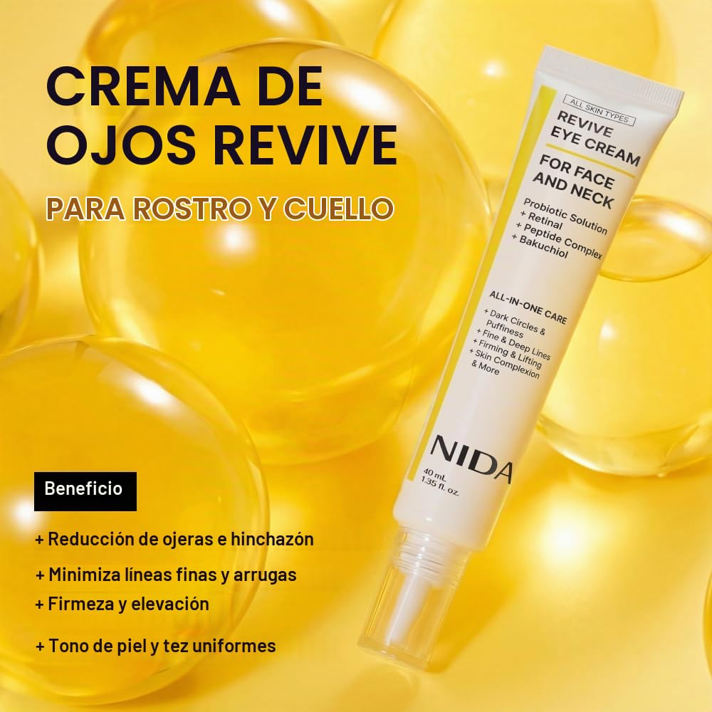 NIDA - Contorno de Ojos y Cuello Retinal y Péptidos Antiedad - Revive Eye Cream for Face and Neck 40ml