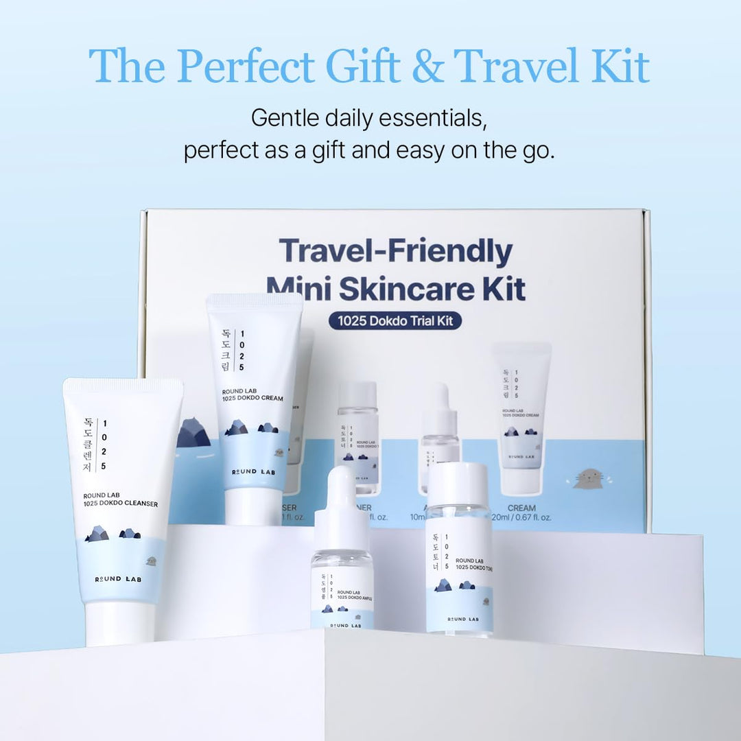 Round Lab - Kit de Regalo 1025 Dokdo (Limpiador 30ml, Tónico 20ml, Serum 10ml y Crema 10ml)