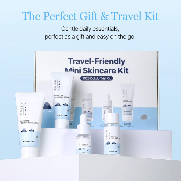 Round Lab - Kit de Regalo 1025 Dokdo (Limpiador 30ml, Tónico 20ml, Serum 10ml y Crema 10ml)