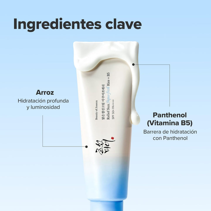 Beauty of Joseon - Protector Solar Ligero - Relief Sun Aqua-Fresh Rice + B5 50ml SPF50+ PA++++ -