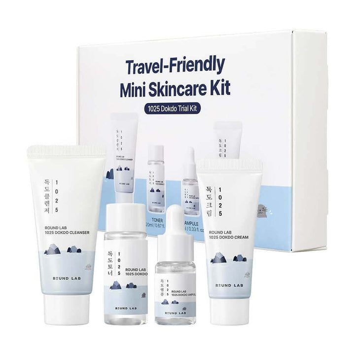 Round Lab - Kit de Regalo 1025 Dokdo (Limpiador 30ml, Tónico 20ml, Serum 10ml y Crema 10ml)