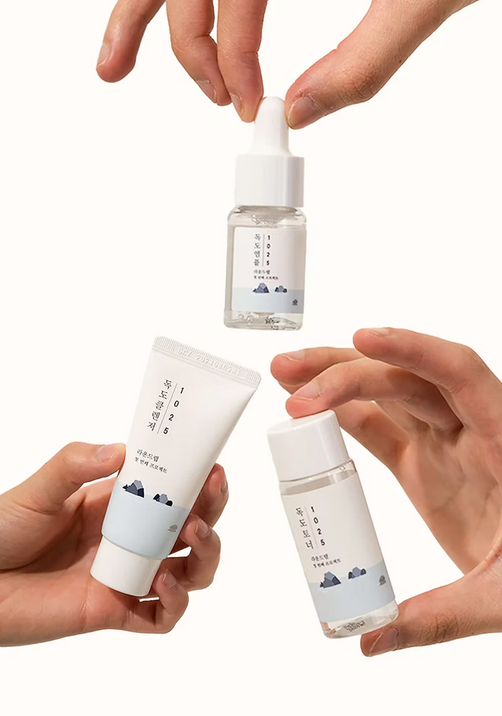 Round Lab - Kit de Regalo 1025 Dokdo (Limpiador 30ml, Tónico 20ml, Serum 10ml y Crema 10ml)